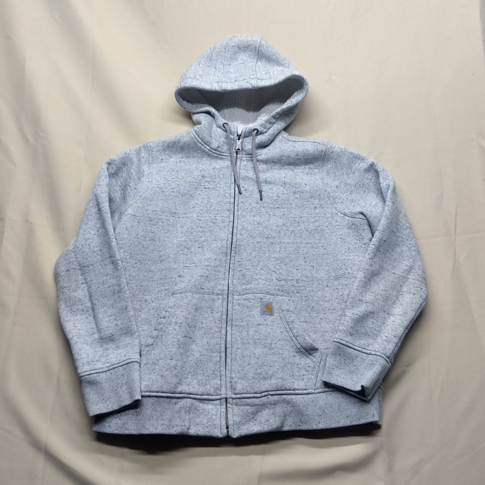 Carhartt Relaxed Fit Sherpa Lined Full Zip Hoodie Grey Marl 102787 L 12/14